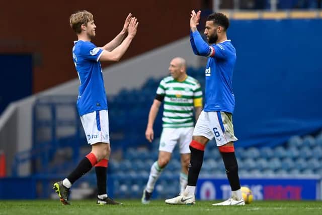 Filip Helander and Connor Goldson, pictured celebrating after the Scottish Cup victory over Celtic at Ibrox in April, were the most regularly deployed central defensive combination for Rangers last season. (Photo by Rob Casey / SNS Group)