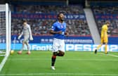 Jermain Defoe celebrates the 300th goal of his club career in Rangers' 2-0 win over Livingston at Ibrox. (Photo by Rob Casey / SNS Group)
