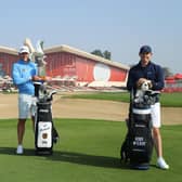 Justin Thomas, Lee Westwood and Rory McIlroy pose for a photograph ahead of the Abu Dhabi HSBC Championship at Abu Dhabi Golf Club. Picture: Warren Little/Getty Images.