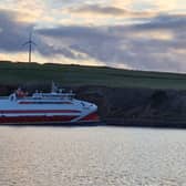 Pentalina aground at St Margaret's Hope on Saturday.