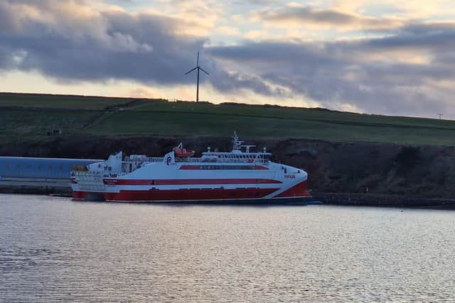 Pentalina aground at St Margaret's Hope on Saturday.