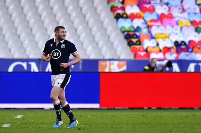 Finn Russell leaves the field after being shown the red card against France. Picture: Aurelien Meunier/Getty Images