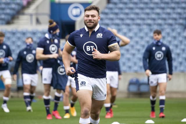 Rory Sutherland suffered a shoulder injury during Scotland's win over France in Paris last month. Picture: Jane Barlow/PA