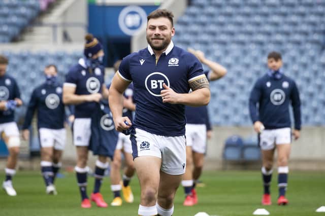 Rory Sutherland suffered a shoulder injury during Scotland's win over France in Paris last month. Picture: Jane Barlow/PA