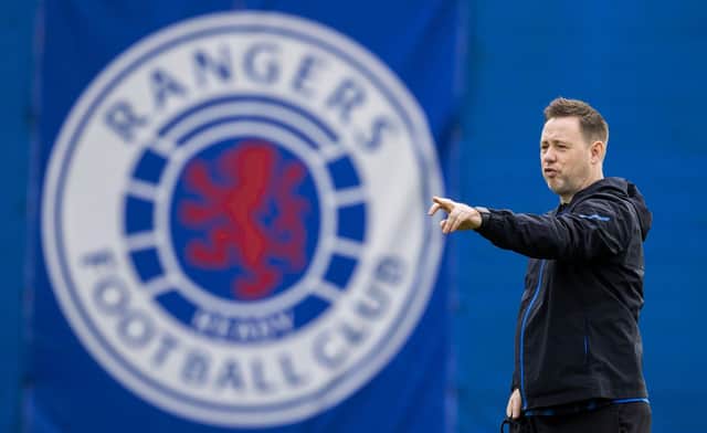 Rangers manager Michael Beale takes training ahead of Saturday's match against Dundee United at Ibrox.