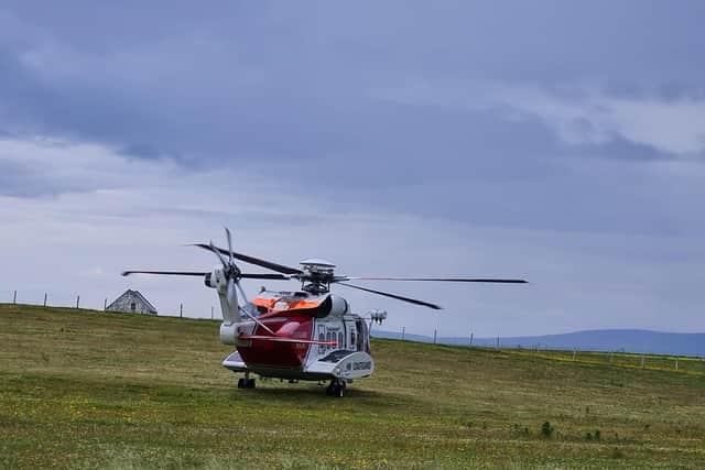 A Stornoway rescue helicopter attended the scene (Photo: HM Coastguard Benbecula).