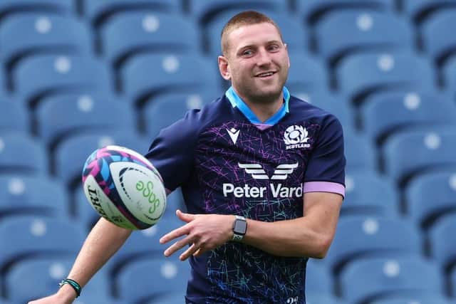 Finn Russell during a Scotland team run at Scottish Gas Murrayfield on Thursday. (Photo by Craig Williamson / SNS Group)