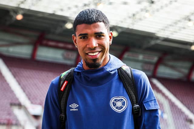 Gerald Taylor has made a favourable early impression at Hearts after arriving from Costa Rica in the close season. The left-back has joined on a loan deal from Deportivo Saprissa. (Photo by Mark Scates / SNS Group)