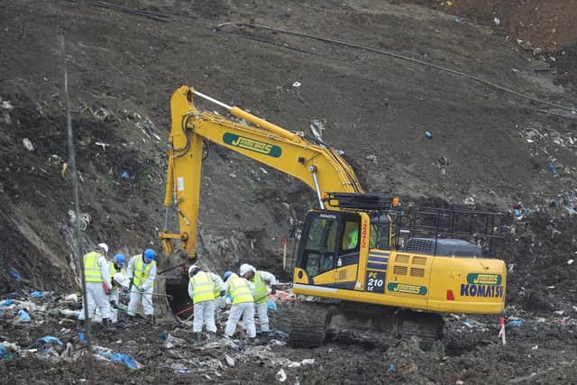 Police officers search a landfill site in search of missing Corrie Mckeague on March 8, 2017 in Milton, near Cambridgeshire in England. (Photo by Christopher Furlong/Getty Images)