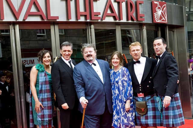 At Edinburgh's Festival Theatre for the European Premiere of the Disney film 'Brave' - Robbie with Kelly MacDonald, Craig Ferguson, and Kevin McKidd, and director Mark Andrews, and producer Katherine Sarafian