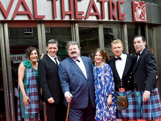 At Edinburgh's Festival Theatre for the European Premiere of the Disney film 'Brave' - Robbie with Kelly MacDonald, Craig Ferguson, and Kevin McKidd, and director Mark Andrews, and producer Katherine Sarafian