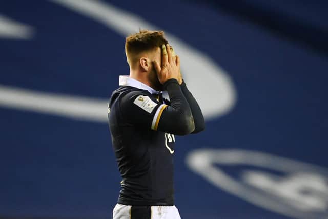 Scotland's Ali Price looks devastated at full time. Paul Devlin/SNS