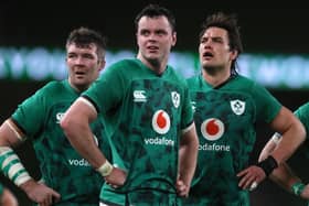 Ireland lock James Ryan, centre, says there is much to improve on ahead of the Scotland game. Picture: Brian Lawless/AFP via Getty Images