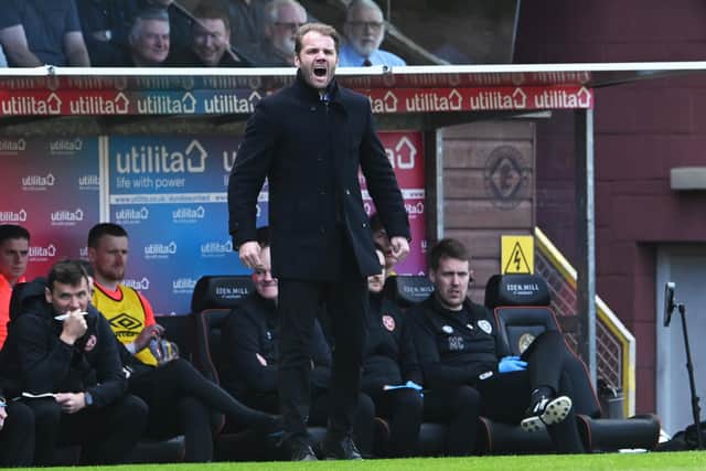 Hearts boss Robbie Neilson hailed his squad after the win over Dundee United. (Photo by Ross Parker / SNS Group)