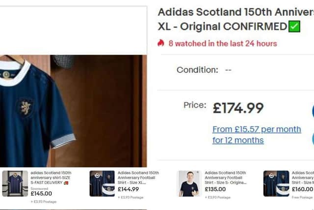 A screengrab showing the price of many of the shirts listed on Ebay.