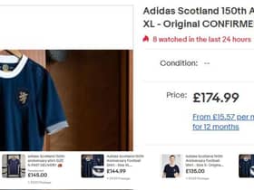 A screengrab showing the price of many of the shirts listed on Ebay.