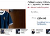 A screengrab showing the price of many of the shirts listed on Ebay.