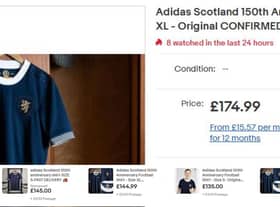 A screengrab showing the price of many of the shirts listed on Ebay.