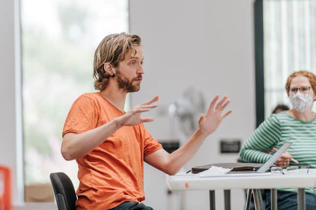 Kieran Hurley in rehearsals for The Enemy PIC: Mihaela Bodlovic