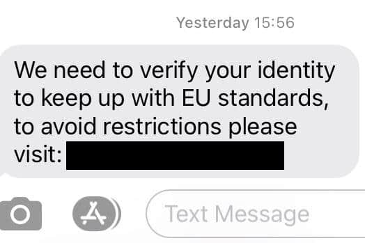 Brexit themed text message scam circulating around the UK