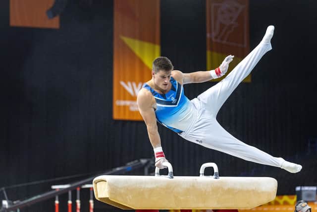 Frank Baines leads Scotland in the men’s team gymnastics competition at Birmingham 2022.