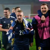 Oli McBurnie (right) has still to score for Scotland after 15 appearances (Photo by Srdjan Stevanovic/Getty Images)