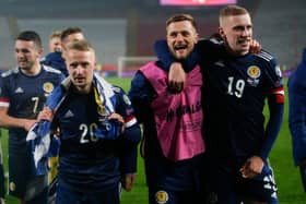 Oli McBurnie (right) has still to score for Scotland after 15 appearances (Photo by Srdjan Stevanovic/Getty Images)