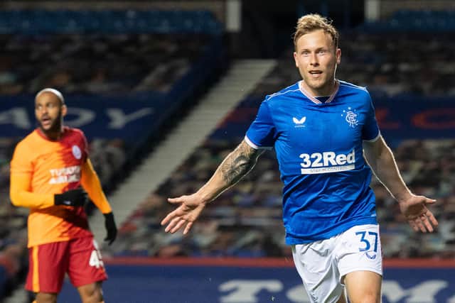 Scott Arfield celebrates his opener against Galatasaray.