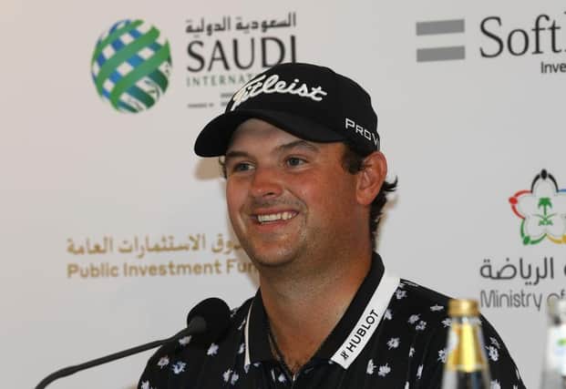 Patrick Reed talking to the press ahead of the Saudi International powered by SoftBank Investment Advisers at Royal Greens Golf and Country Club in King Abdullah Economic City. Picture: Ross Kinnaird/Getty Images.