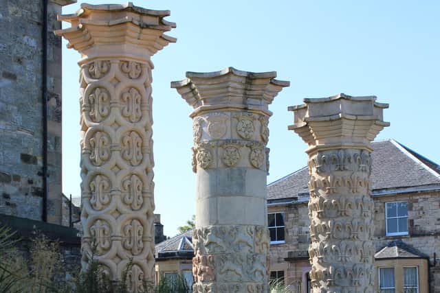 The Coade stone pillars on Portobello Promenade were restored with Alison's help