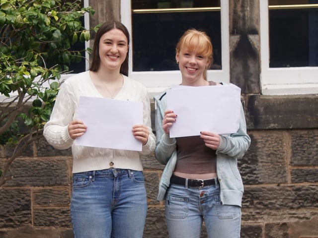Pupils with their GCSE results. Photo: St Leonards School