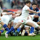 Antoine Dupont in action for France against Scotland during the Six Nations match at the Stade de France in February. The scrum-half has the ability to kick off either foot. (Photo by David Rogers/Getty Images)