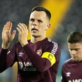 Hearts' Lawrence Shankland at full time after a cinch Premiership match at Kilmarnock.