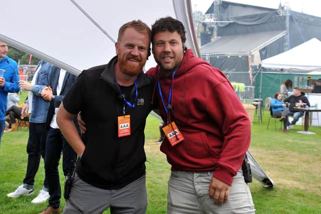 Andy Ure, right, working backstage at Vibration Festival in Falkirk in September 2021. Pic: Michael Gillen