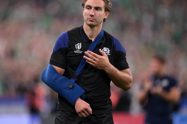 Jamie Ritchie was left with his arm in a sling after the defeat by Ireland.