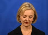 Liz Truss speaks at a brief press conference about her decision to sack Kwasi Kwarteng as Chancellor (Picture: Daniel Leal/WPA pool/Getty Images)