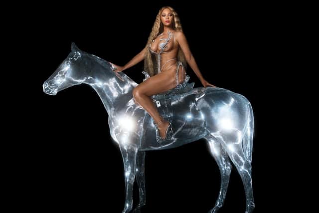 Beyoncé poses on a silver horse for the cover of her album “Renaissance” which was July 29. (Photograph: Carlijn Jacobs)