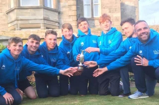 Calum Scott, far left, and Gregor Graham, third right, helped Scotland win a Boys' Quadrangular event at Troon Darey in 2019 and are both now heading to the US on golf scholarships