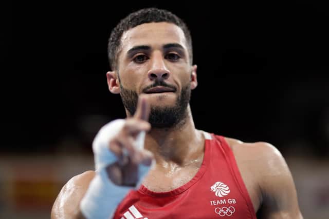 Galal Yafai celebrates victory over Saken Bibossinov