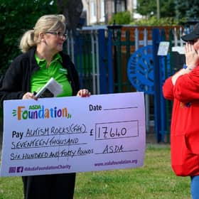 The Asda Foundation donates £17,640 to Autism Rocks (Fife). Pictured L – R Jean Ritchie, Asda Kirkcaldy Community Champion; Liza Quin, Founder, Autism Rocks (Fife)
