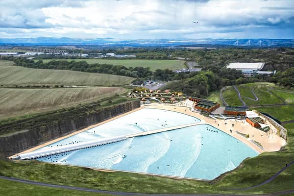 Artist's impression of the £55 million Lost Shore surf resort at Ratho, which is set to open its doors later this year PIC: Courtesy of Lost Shore