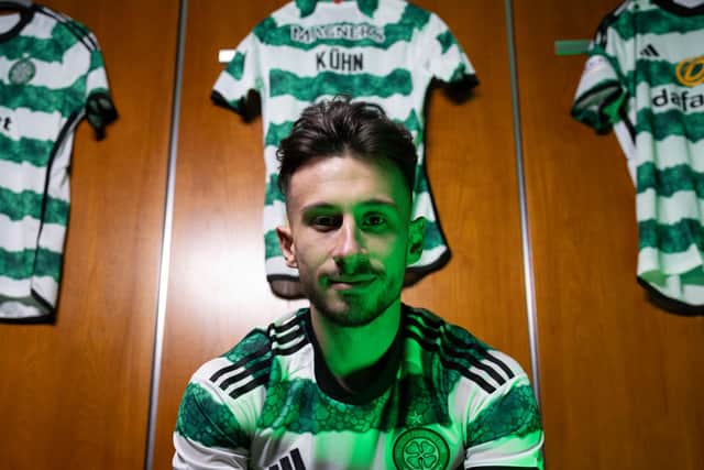 Celtic unveil new signing Nicolas Kuhn. (Photo by Ross MacDonald / SNS Group)