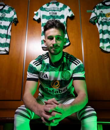 Celtic unveil new signing Nicolas Kuhn. (Photo by Ross MacDonald / SNS Group)