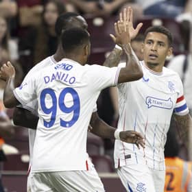 Rangers' James Tavernier, right, celebrates scoring a priceless goal against Servette.