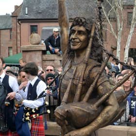 The statue to Bon Scott in Kirriemuir