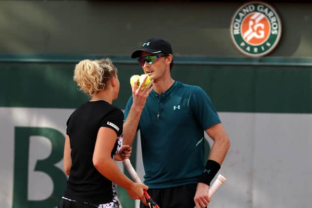 Jamie Murray playing in the French Open mixed doubles with Katerina Siniakova of Czech Republic in 2018. Picture: Matthew Stockman/Getty Images