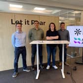 Aurora Team with Pangea CEO (left to right) Myles Bax Commercial Lead,  Aurora Avionics, Adrià Argemí CEO, Pangea Propulsion, Oren Smith-Carpenter