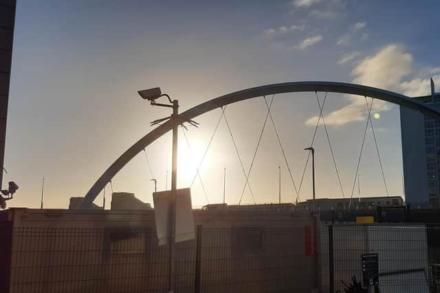 Sunshine over the Squinty Bridge beside the COP26 summit venue on Saturday - but will the outcome be as bright?