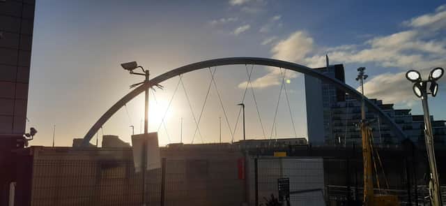 Sunshine over the Squinty Bridge beside the COP26 summit venue on Saturday - but will the outcome be as bright?