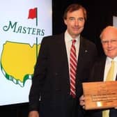 Renton Laidlaw is pictured receiving the Masters Major Achievement award in 2013. Picture: Getty Images
